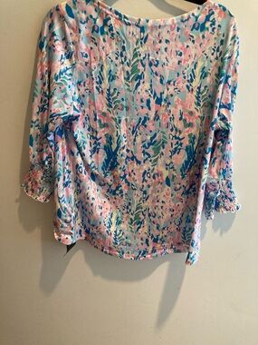 Pastel Floral Boatneck topin Pink & Blue Lily Pulitzer vibes 
NWT